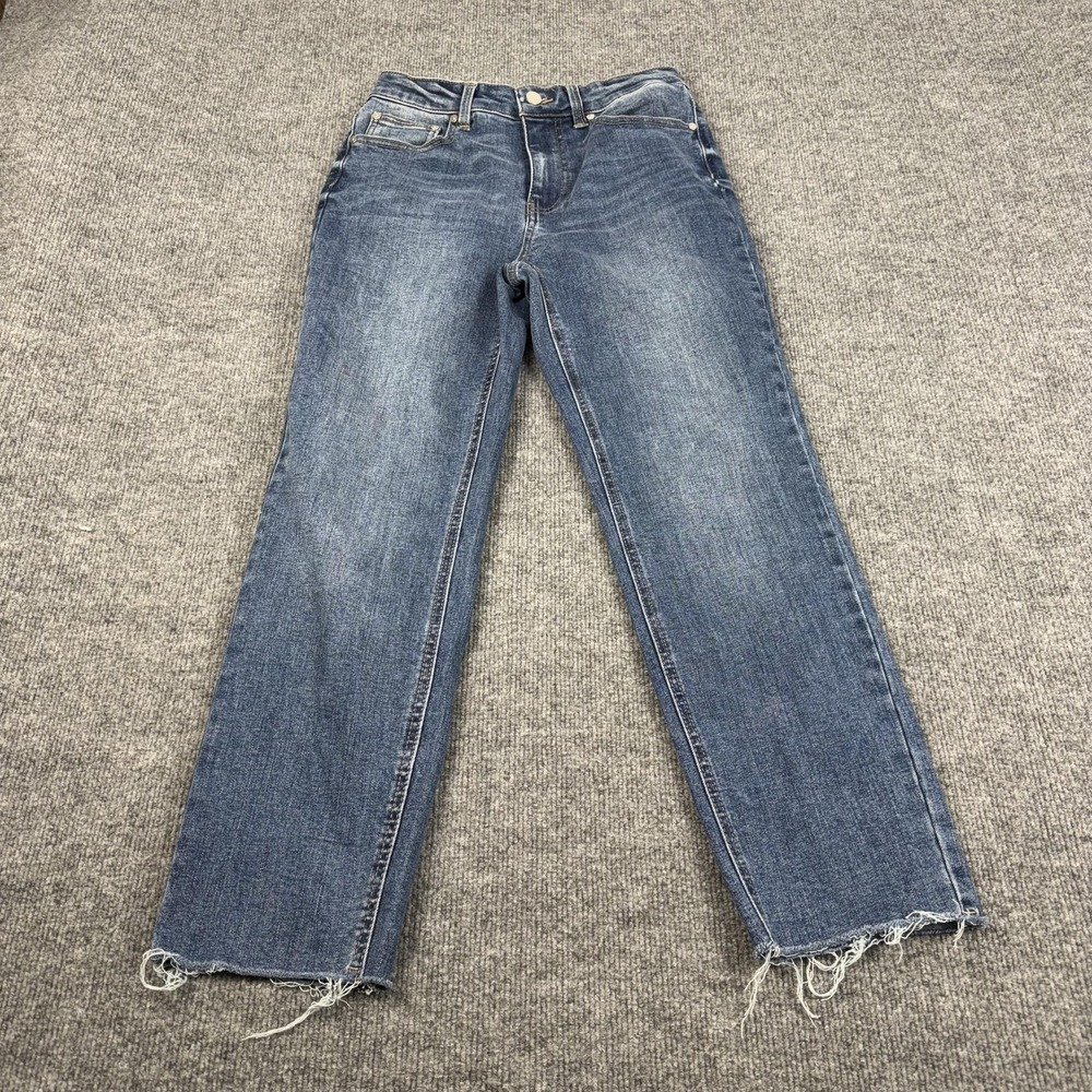 OAT New‎ York Jeans Womens 4/27 Medium Wash High Rise Straight Raw Hem Denim